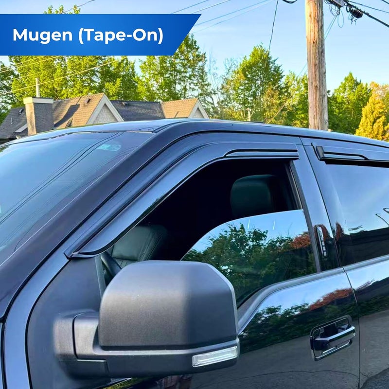 KPY Window Visor Compatible with Ford Ranger SuperCrew 2012-2018, Rain Guard Side Window Vent Deflectors Tape-On Style, 2012 2013 2014 2015 2016 2017 2018, Black - Image 3